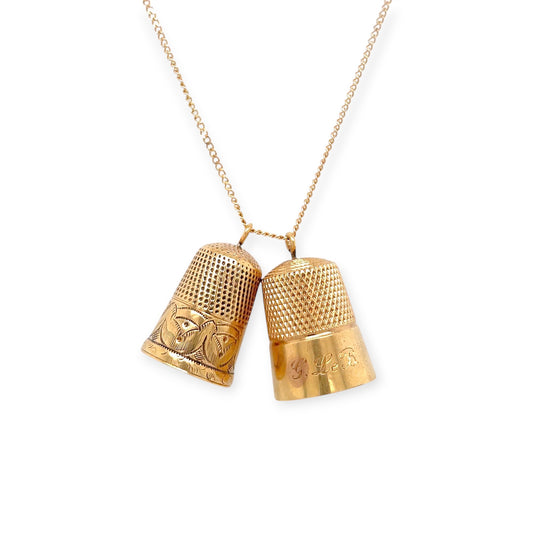 Two Thimbles Gold Chain Necklace