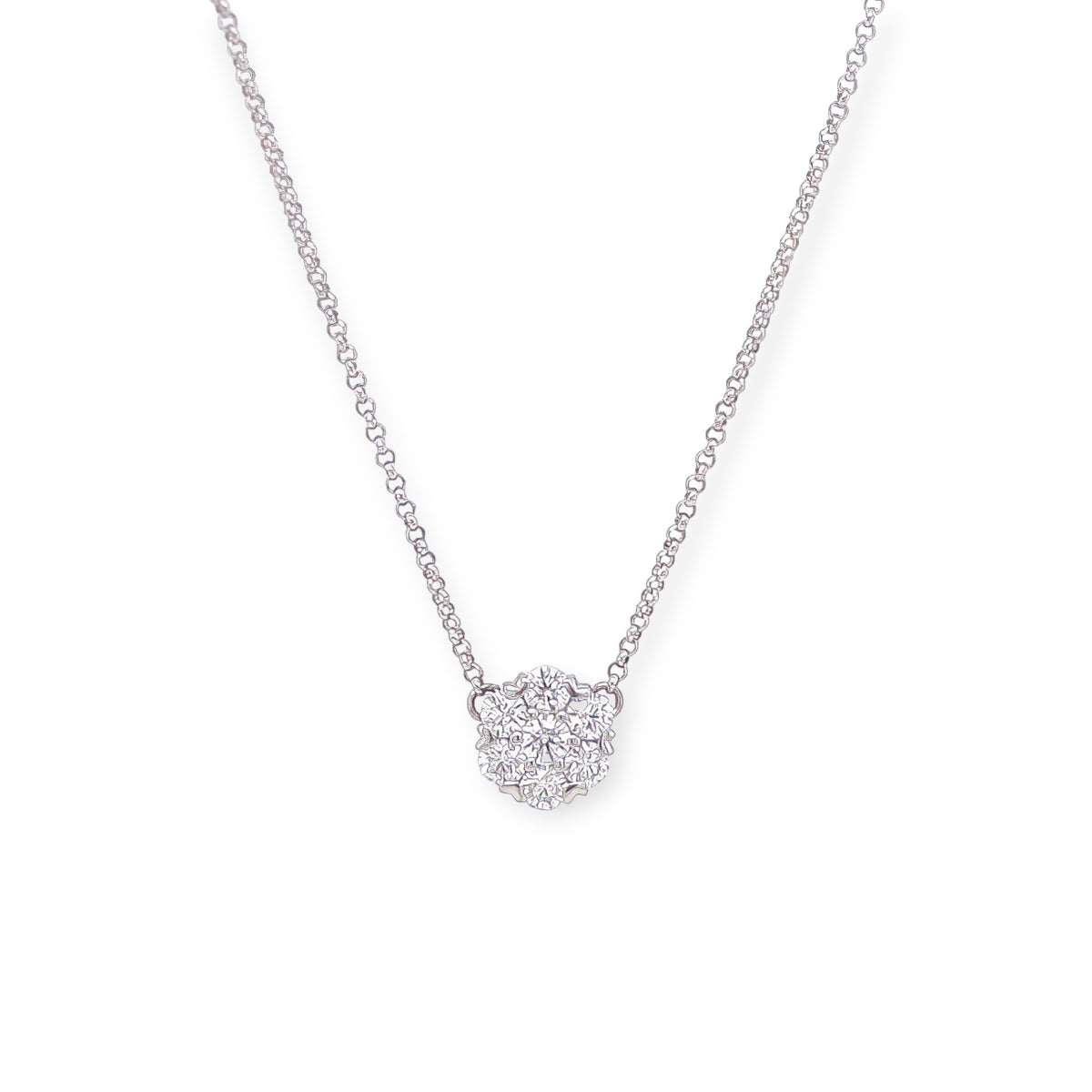Platinum Floriform Diamond Pendant Necklace
