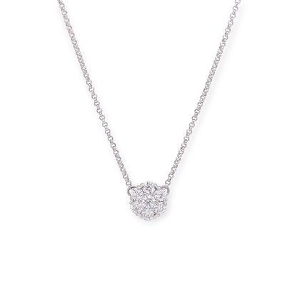 Platinum Floriform Diamond Pendant Necklace