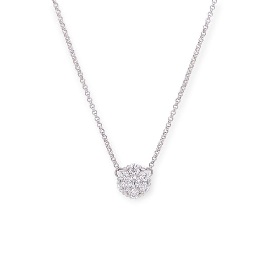 Platinum Floriform Diamond Pendant Necklace