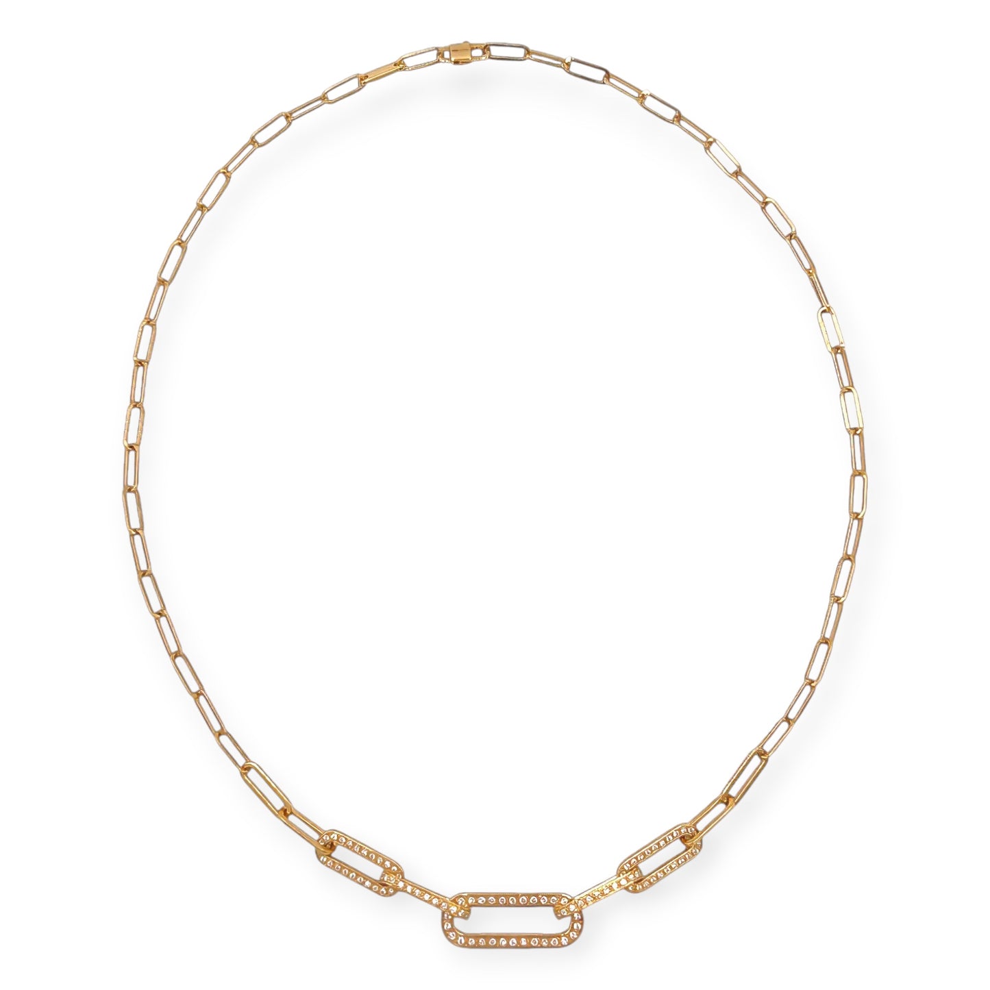 Dinh Van Maillon Gold Diamond Paperclip Necklace