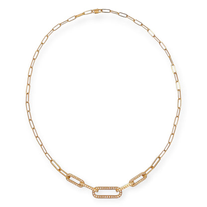 Dinh Van Maillon Gold Diamond Paperclip Necklace