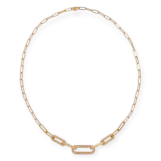 Dinh Van Maillon Gold Diamond Paperclip Necklace