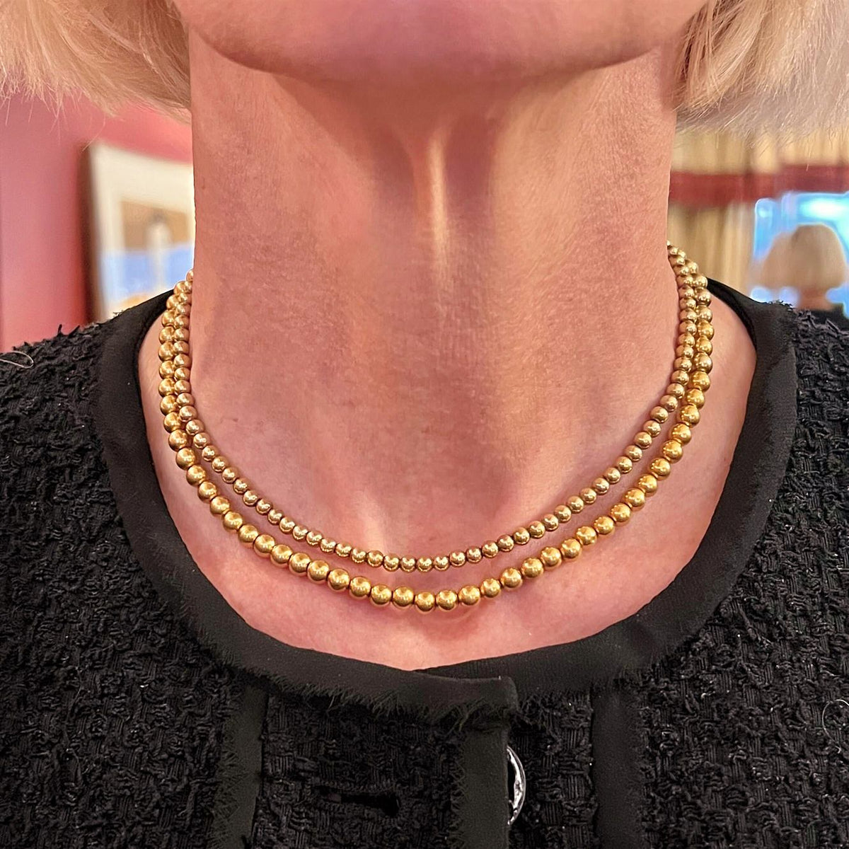 Gold Graduated Bead Necklace