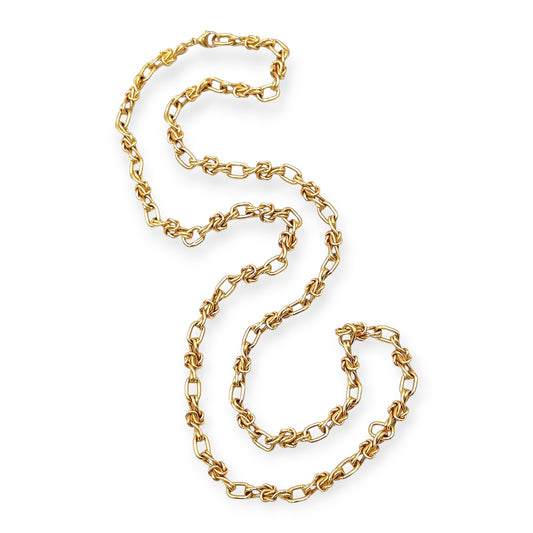 Gold Knotted Oval Link Necklace
