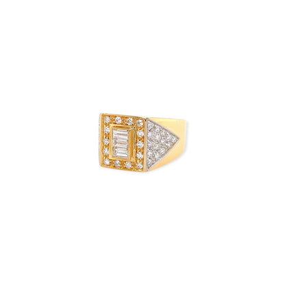 Gold Diamond Geometric Ring