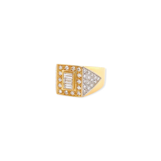 Gold Diamond Geometric Ring