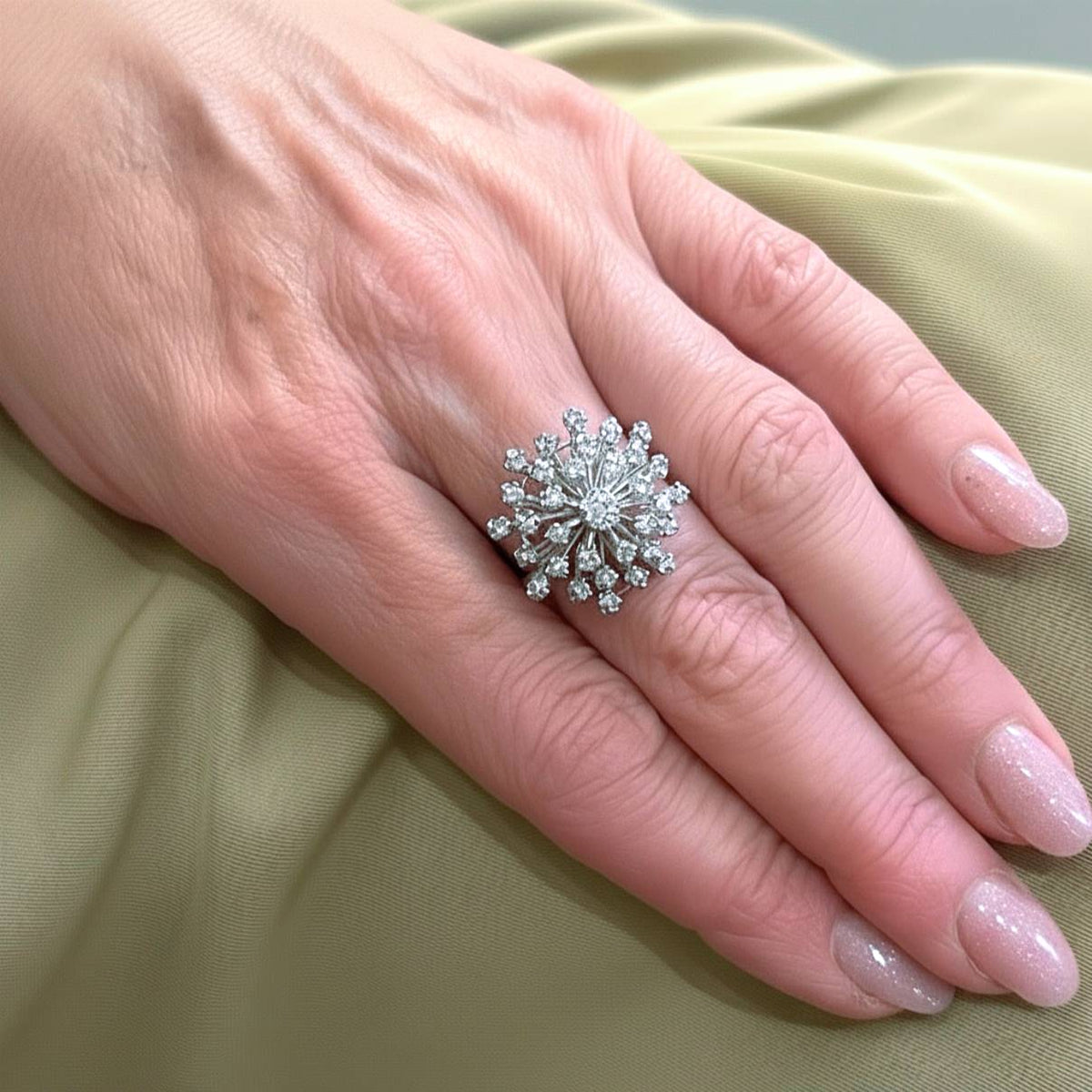 White Gold Diamond Starburst Ring