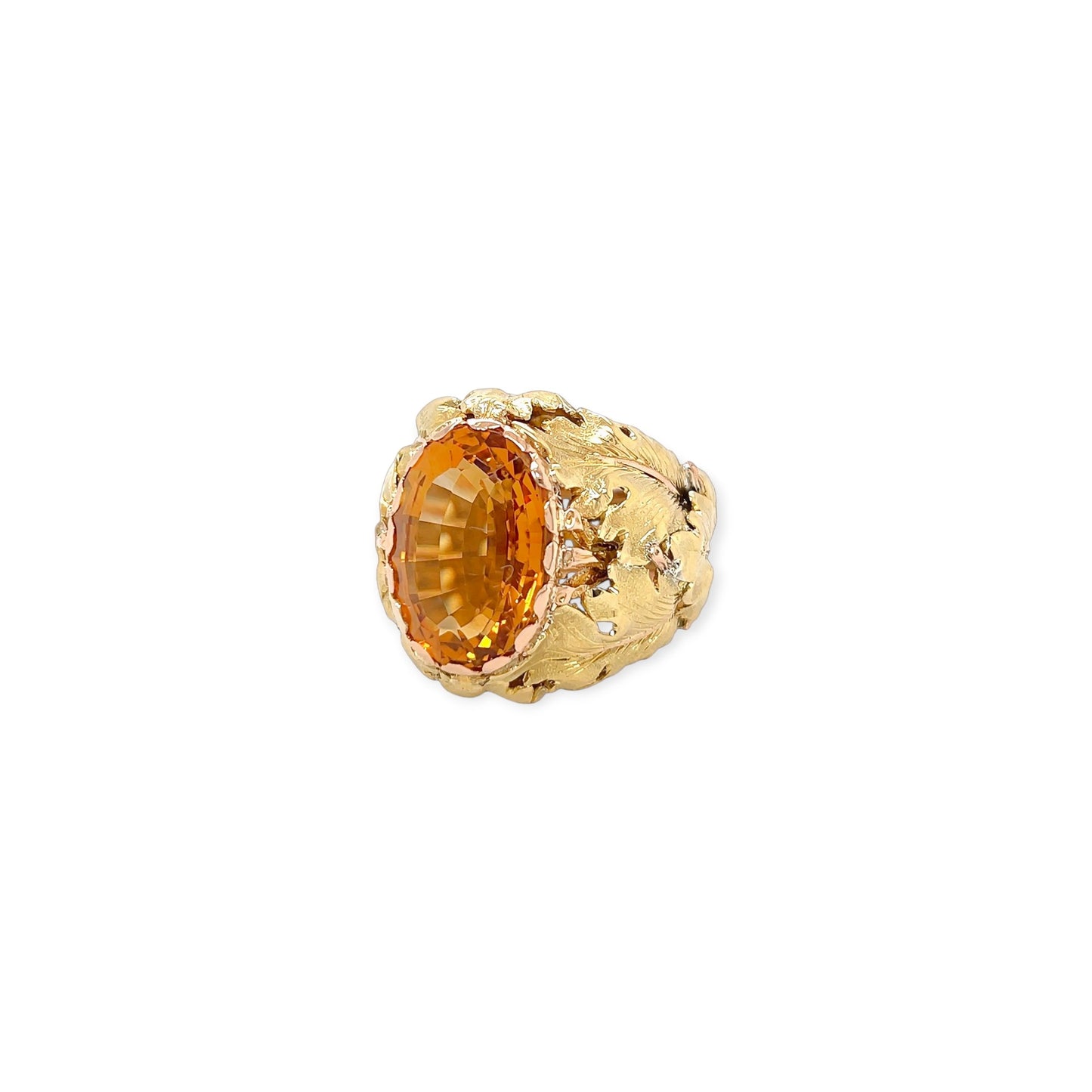 Buccellati Gold Oval Citrine Leaf Ring