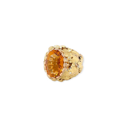 Buccellati Gold Oval Citrine Leaf Ring