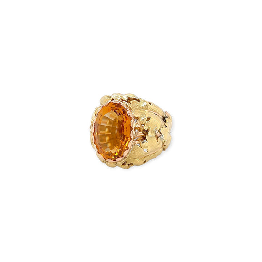 Buccellati Gold Oval Citrine Leaf Ring