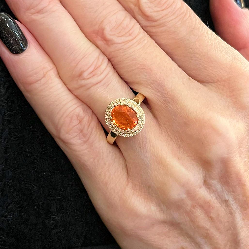 Gold Oval Mexican Opal Diamond Ring