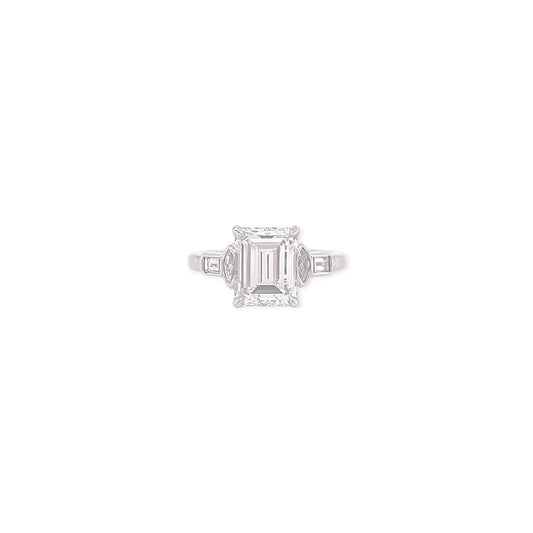 Platinum Emerald Cut Diamond Ring 2.66 Carats