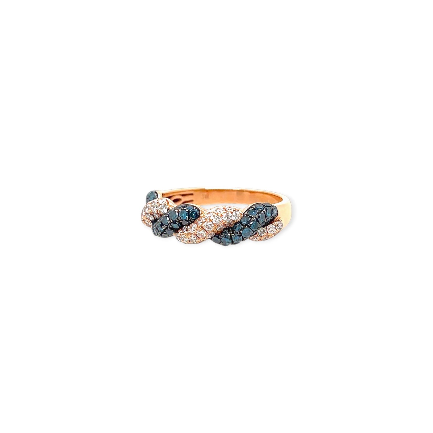 Rose Gold Blue Diamond Twist Ring