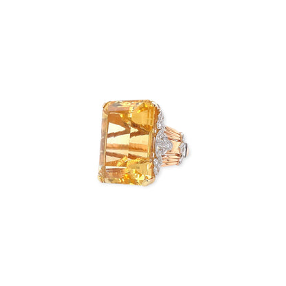 Rose Gold Platinum Citrine Diamond Ring