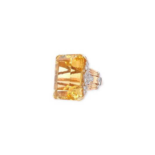 Rose Gold Platinum Citrine Diamond Ring