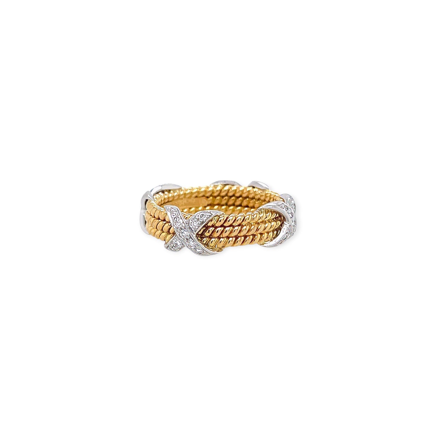 Tiffany Schlumberger Gold Platinum Diamond Rope Ring