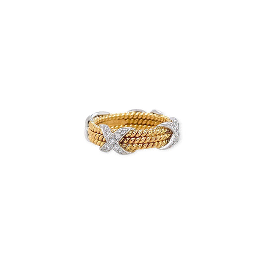 Tiffany Schlumberger Gold Platinum Diamond Rope Ring