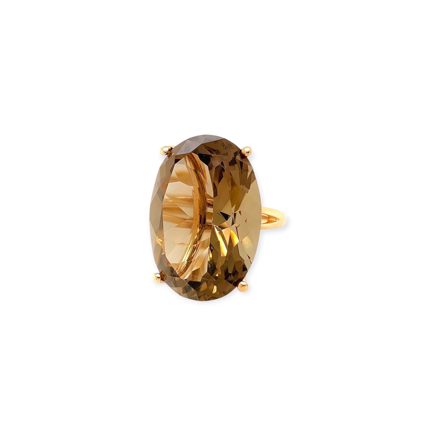 Gold Oval Smoky Quartz Ring