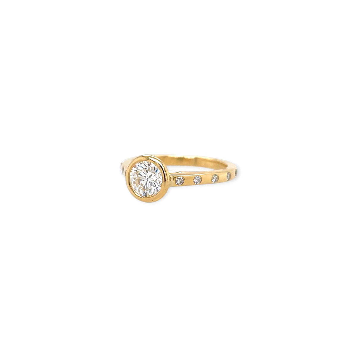 Gold Round Diamond Bezel Ring