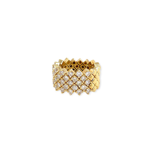 Wide Gold Diamond Flexible Band Ring