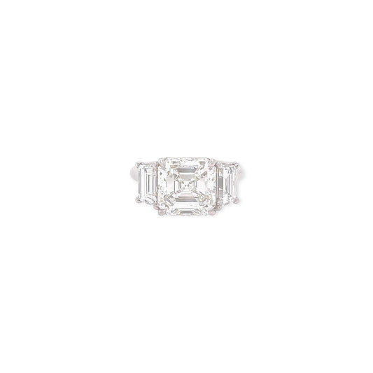 Platinum Square Emerald Cut Diamond Ring 6.64 Carats