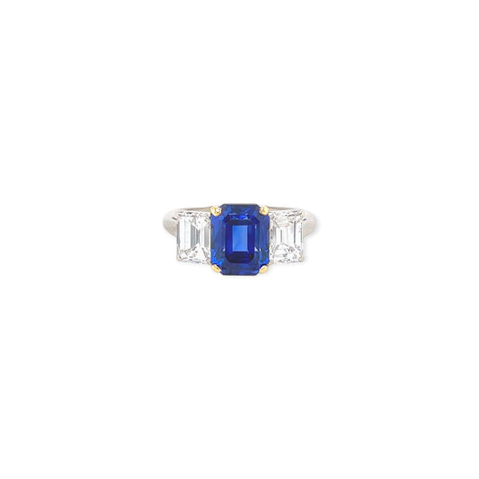 Platinum Gold Sapphire Diamond Ring