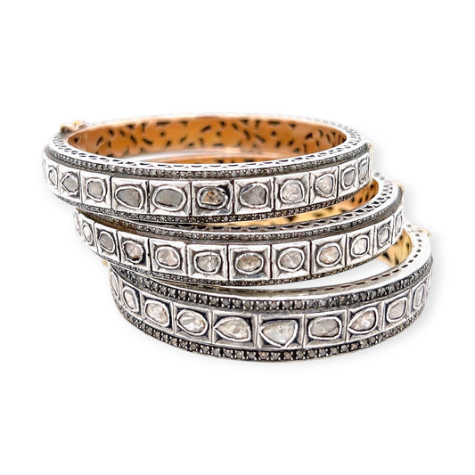 Indian Mixed Metal Diamond Bangle Bracelet Set