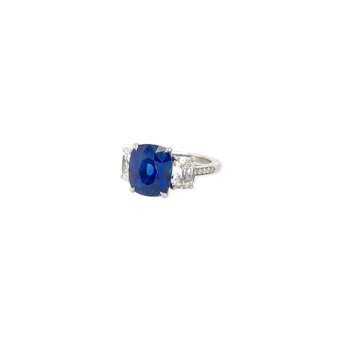 Cushion Cut Sapphire Diamond Platinum Ring
