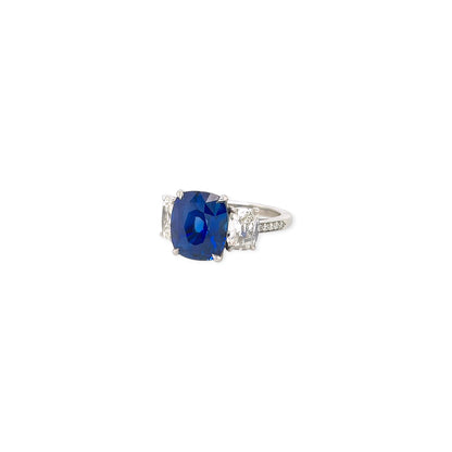 Cushion Cut Sapphire Diamond Platinum Ring