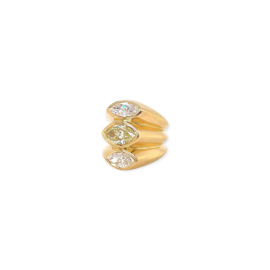 Gold Fancy Yellow Diamond Triple Band Ring