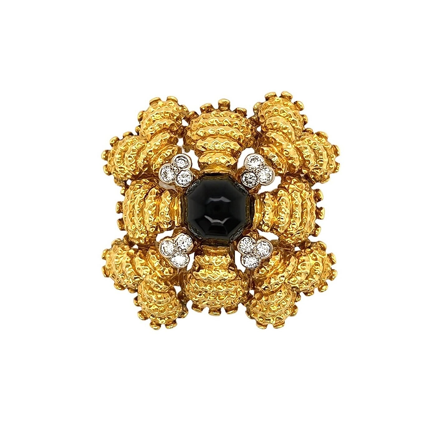 Franks Black Onyx Diamond Brooch