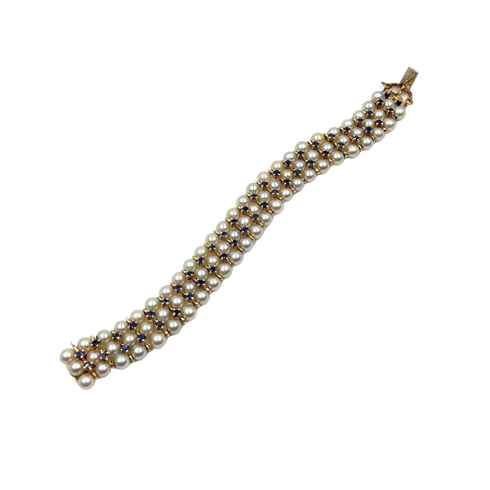 Multi Strand Pearl Sapphire Bracelet