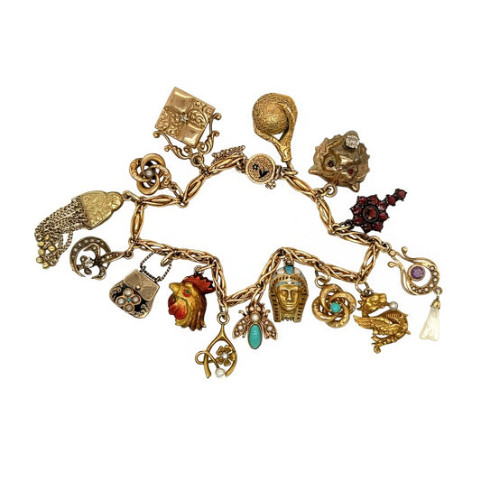 Multi Gem Fifteen Charms Bracelet