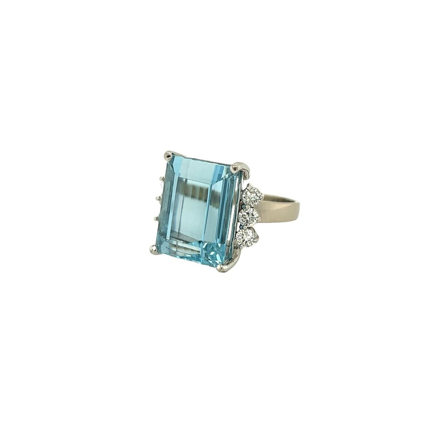 Aquamarine Diamond White Gold Ring