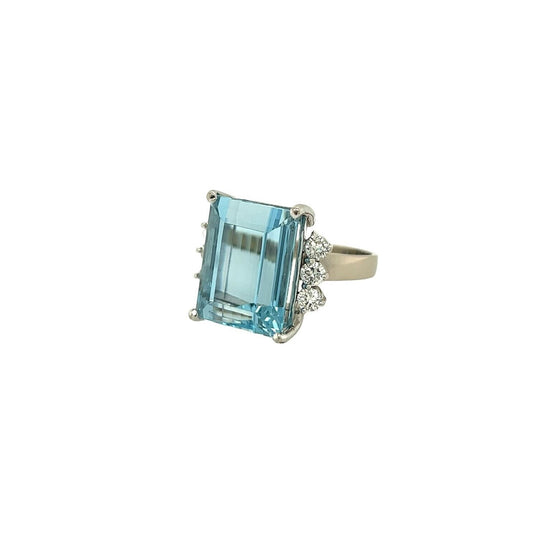 Aquamarine Diamond White Gold Ring