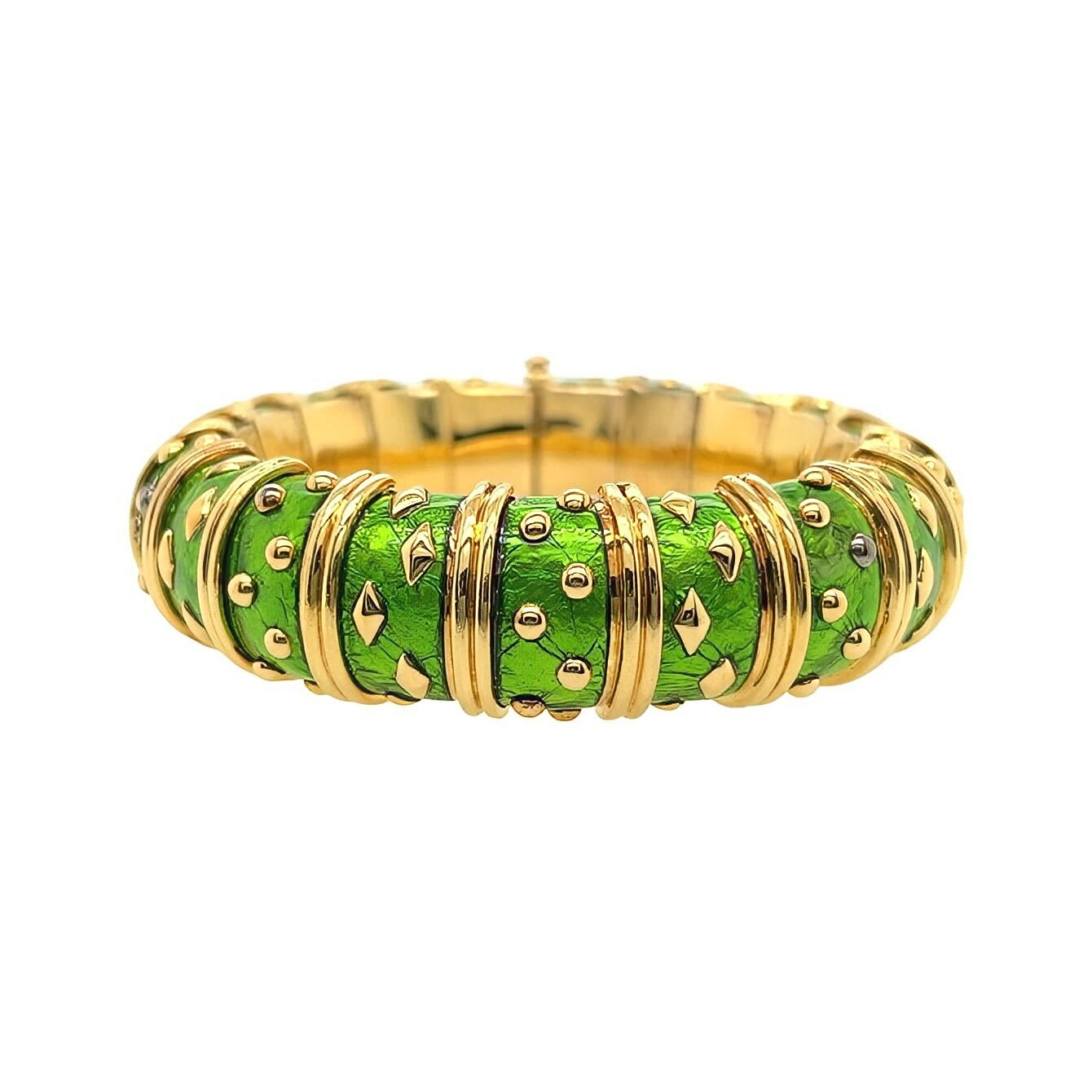 Tiffany Schlumberger "Dot Losange" Green Enamel Bracelet