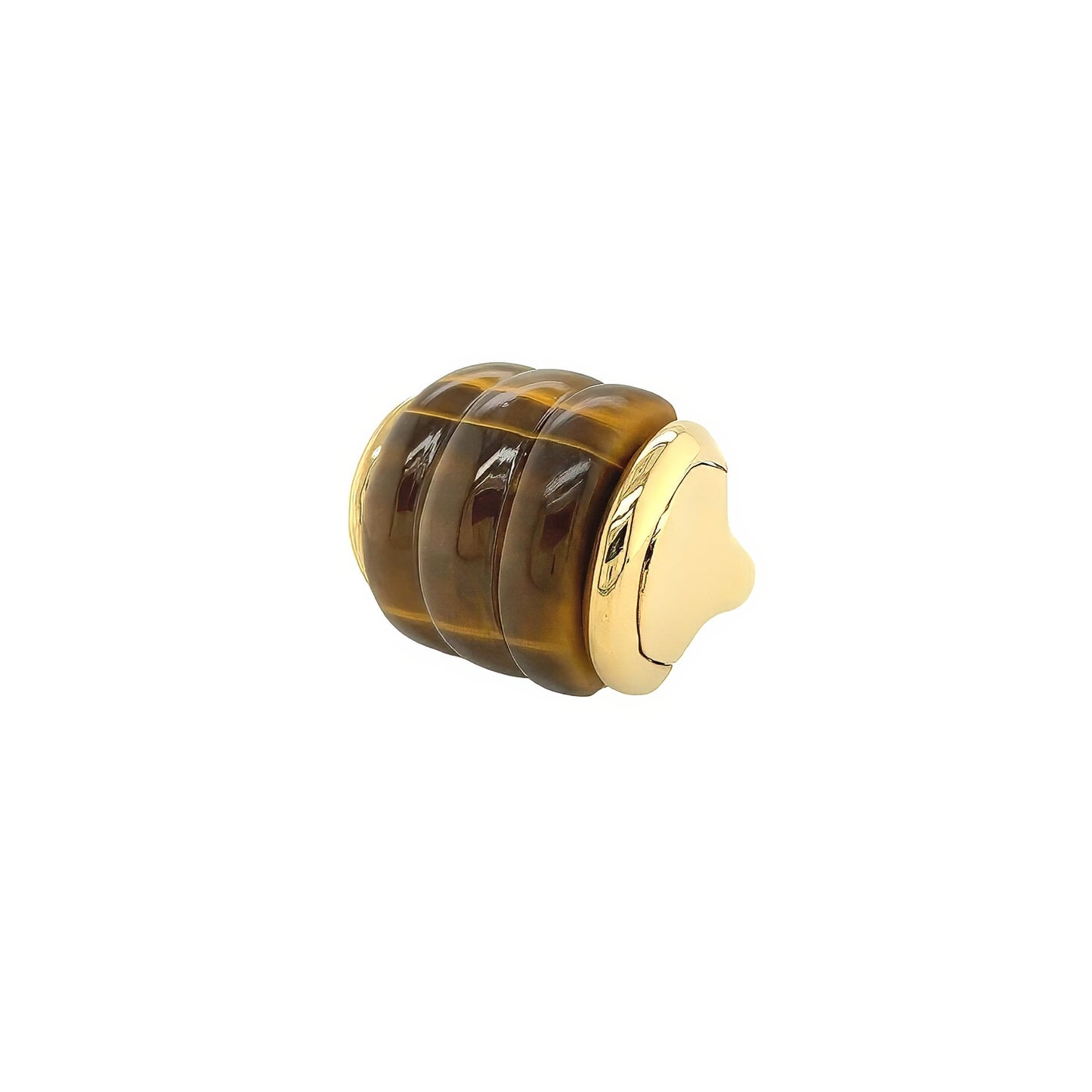 Tiger's Eye Ridged Gold Ring