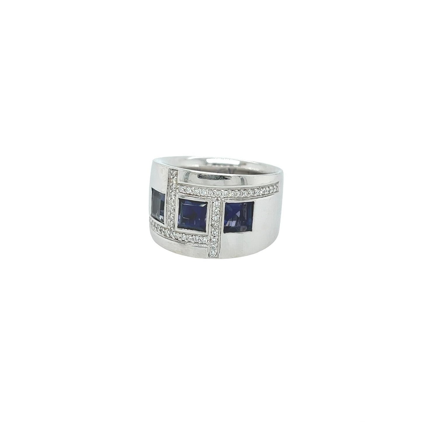 Iolite Diamond White Gold Ring