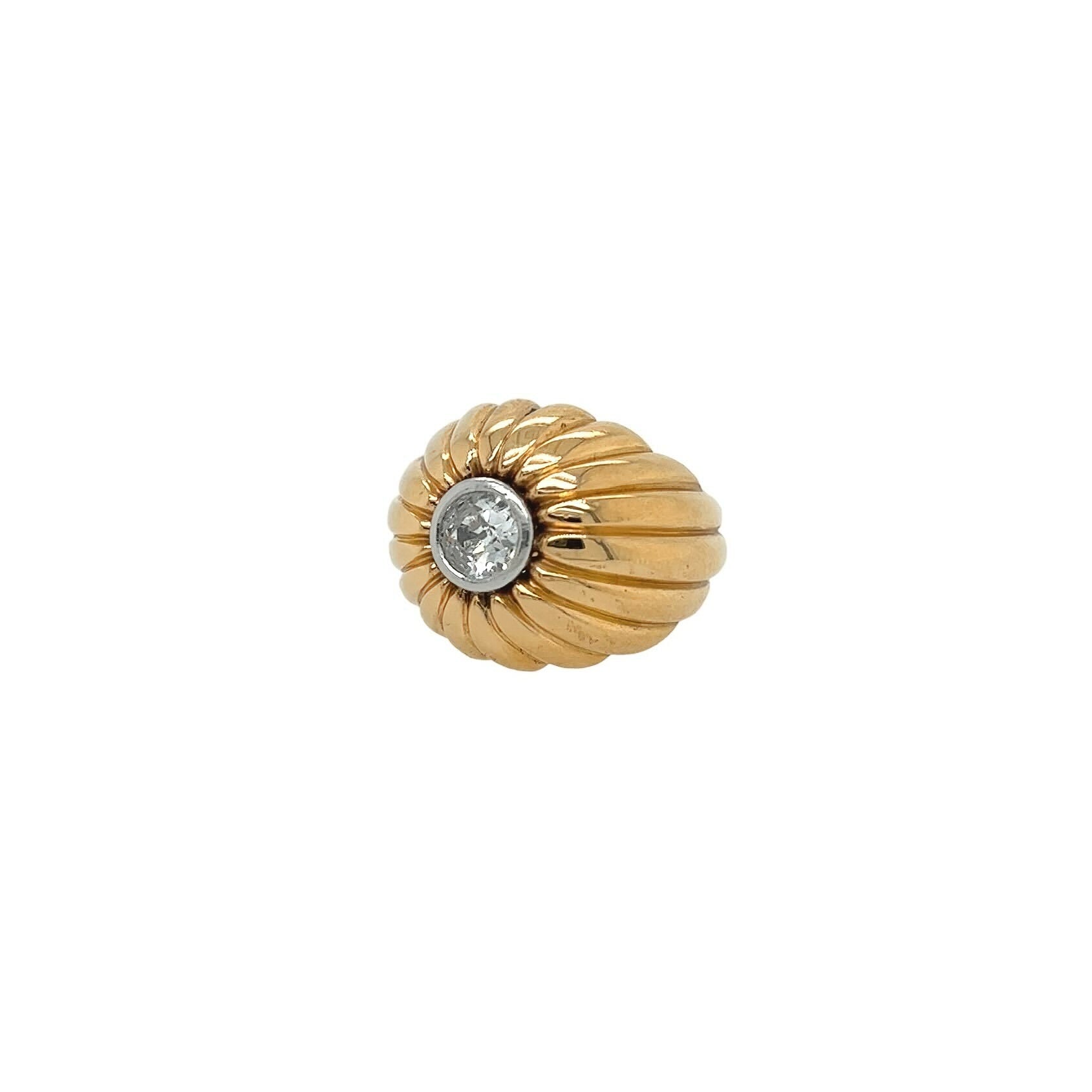 Belperron "Godrons" Gold Diamond Ring