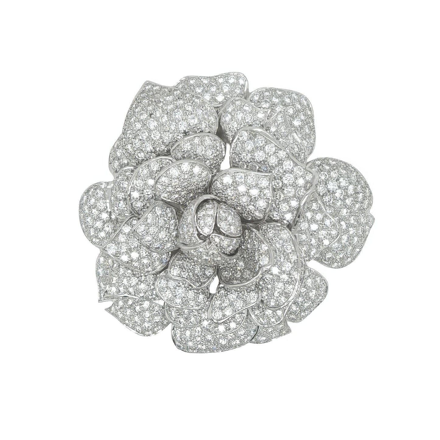 Sabbadini Camellia Platinum Diamond Brooch