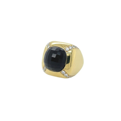 Bold Black Onyx Diamond Gold Ring