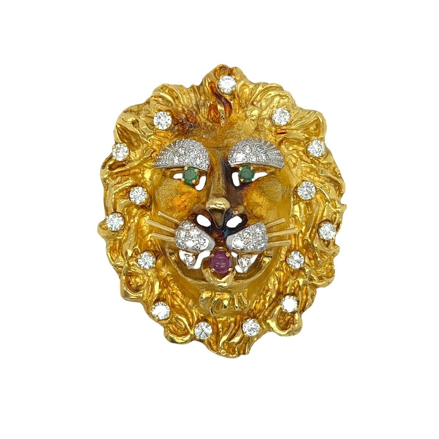 Hammerman Brothers Lion Head Brooch