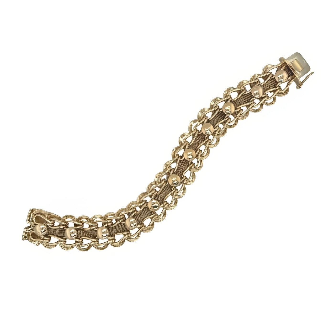 Zelman Friedman 1960s Gold Fancy Link Bracelet