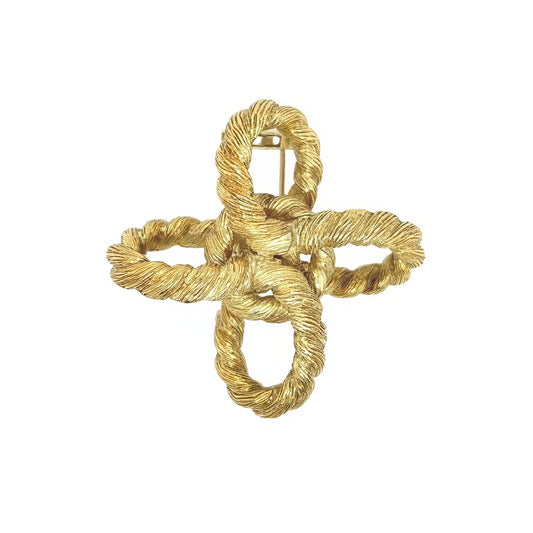 Gold Looped Rope Knot Brooch