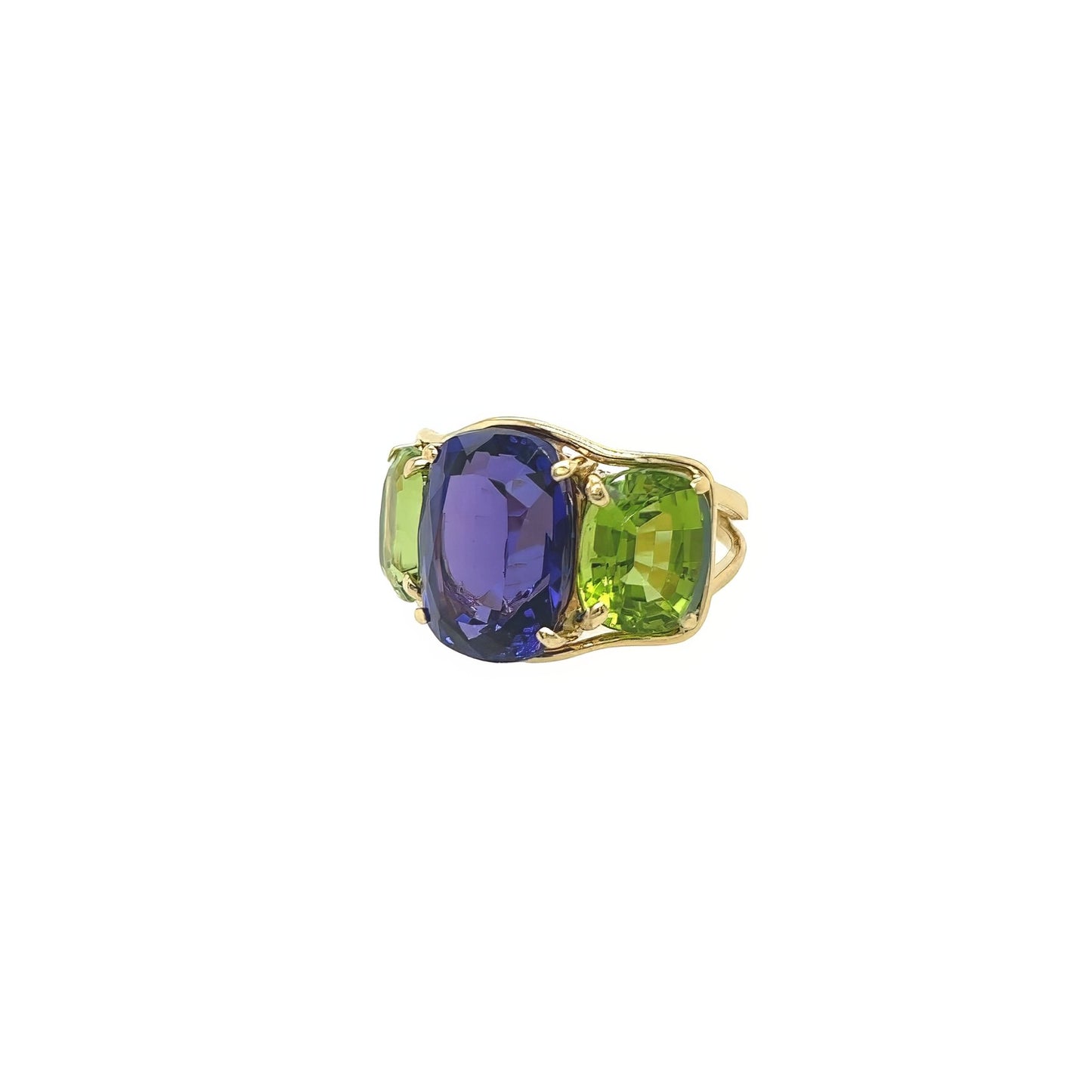 Verdura "Three Stone" Tanzanite Peridot Ring