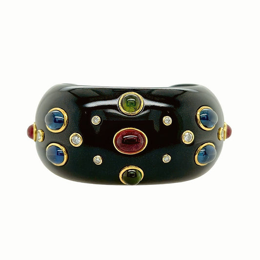 Black Onyx Multi Gem Cuff Bracelet