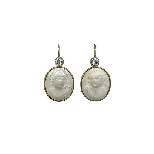 Oval White Hardstone Earrings