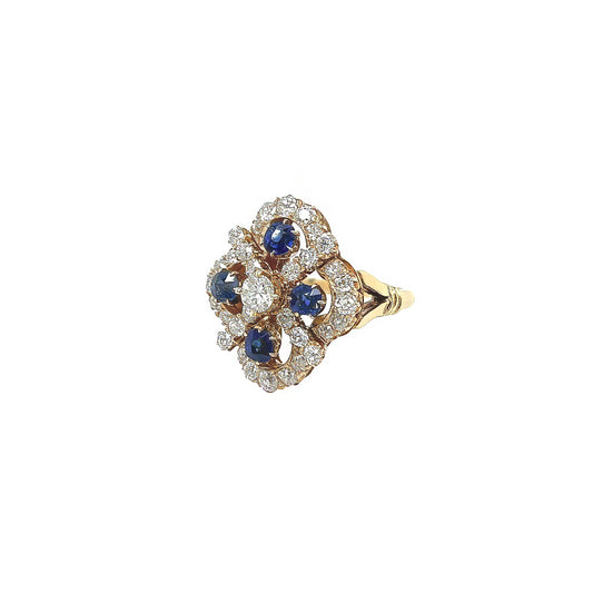 Antique Sapphire Diamond Gold Ring