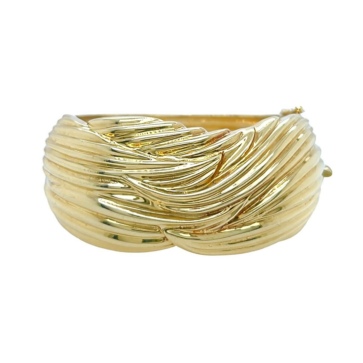 Gold Wave Fluted Cuff Bracelet